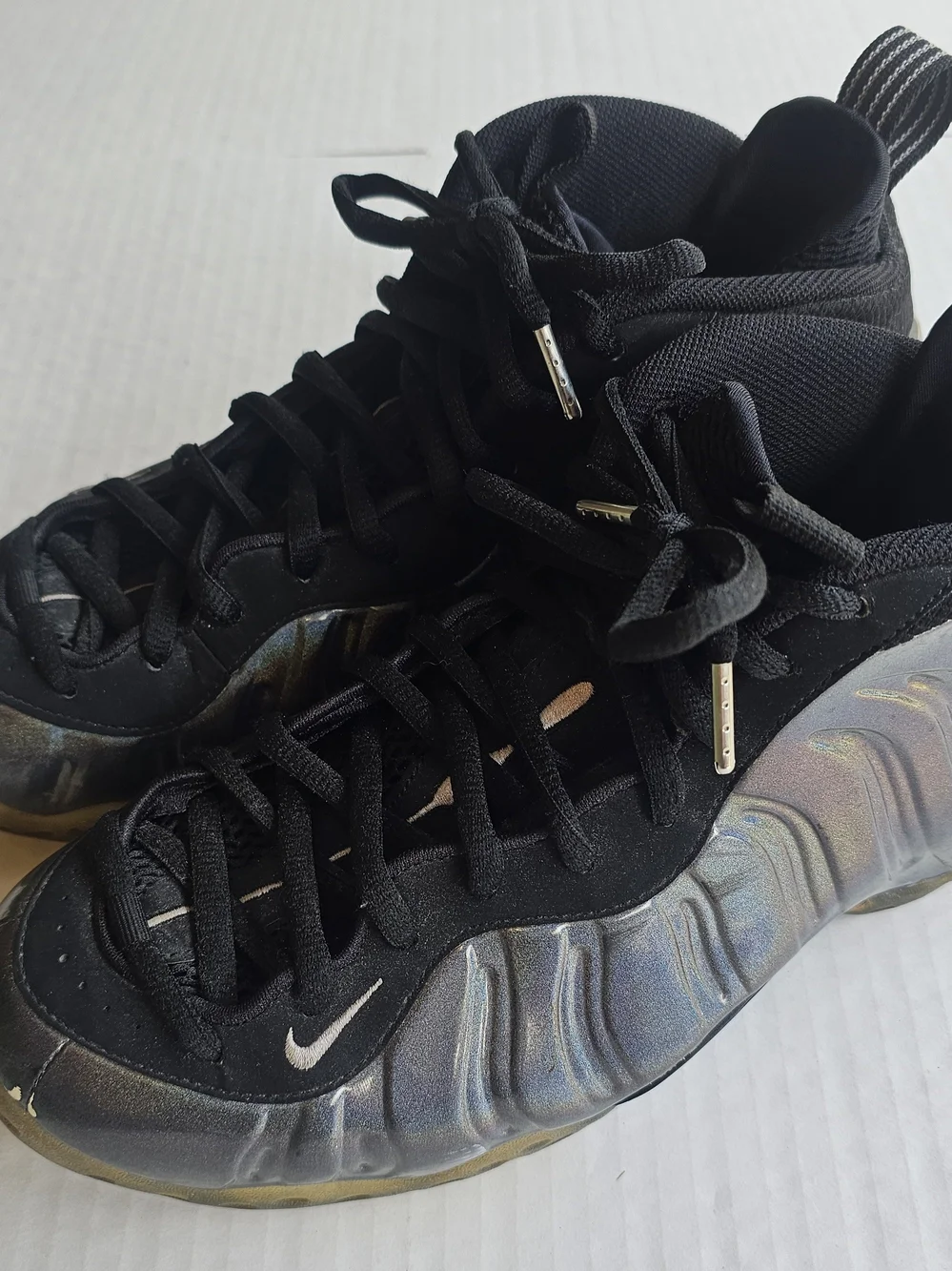 Nike Men's All-Black Iridescent Foamposite-Style Sneakers